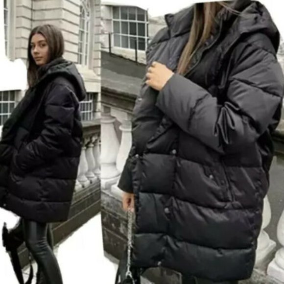 ZARA SOLD OUT WATER REPELLENT DOWN BLACK COAT - Picture 1 of 7